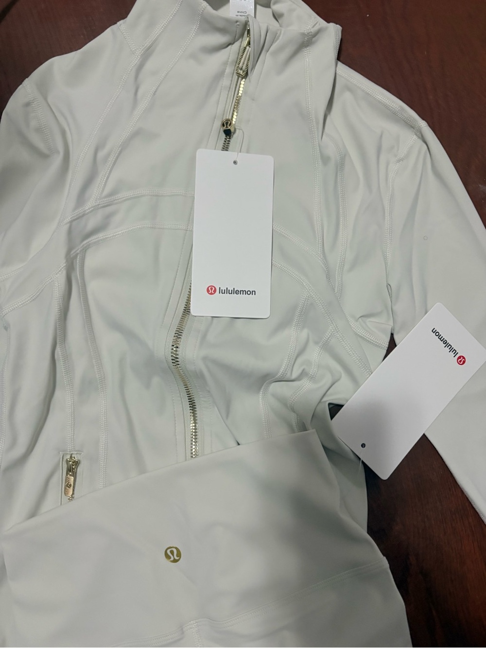 lululemon athletica White Full-Zip Utility Jacket Set with Shorts  Gold Hardware